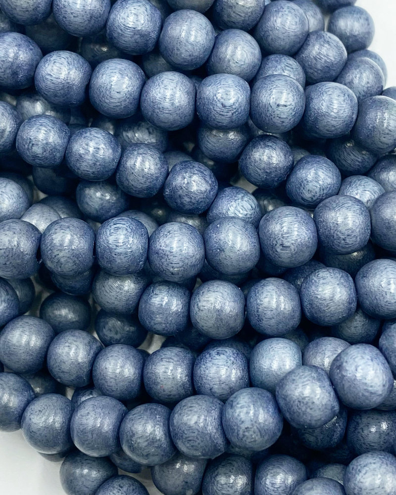 8mm Wood Beads: Blue Grey