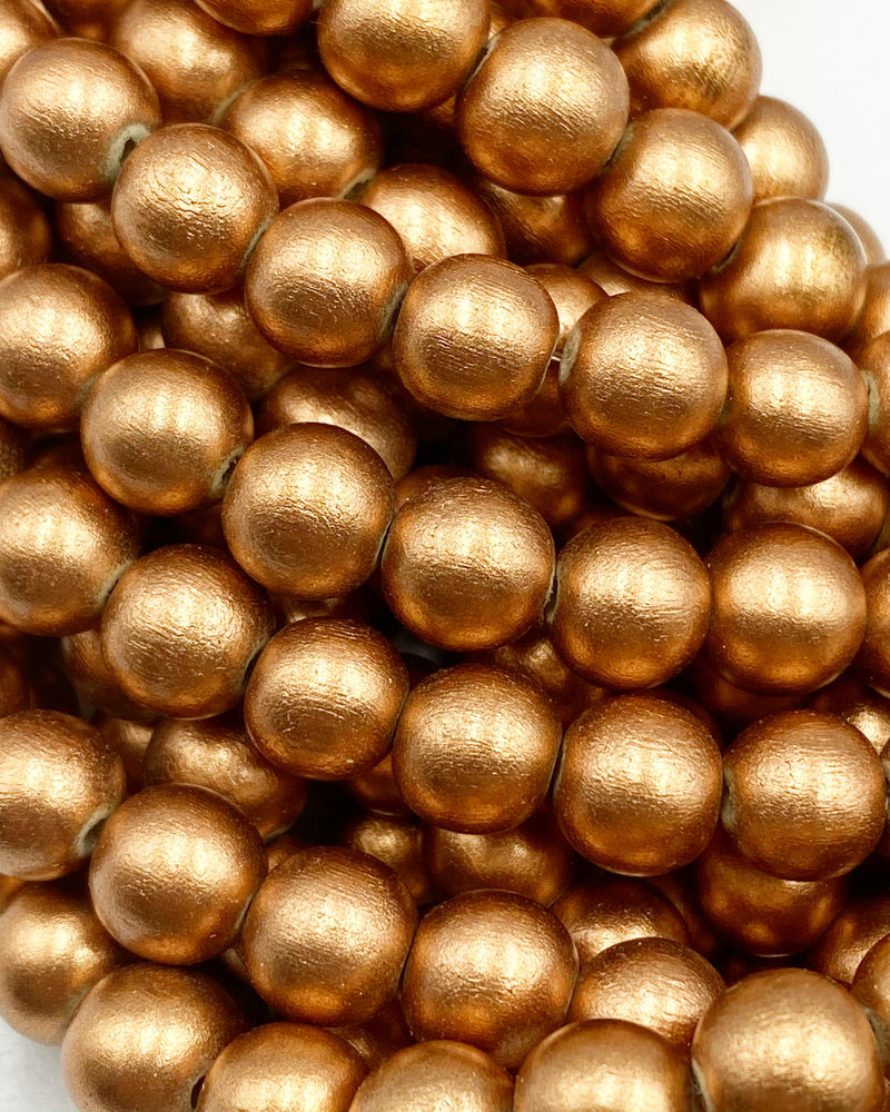8mm Wood Beads: Metallic Copper