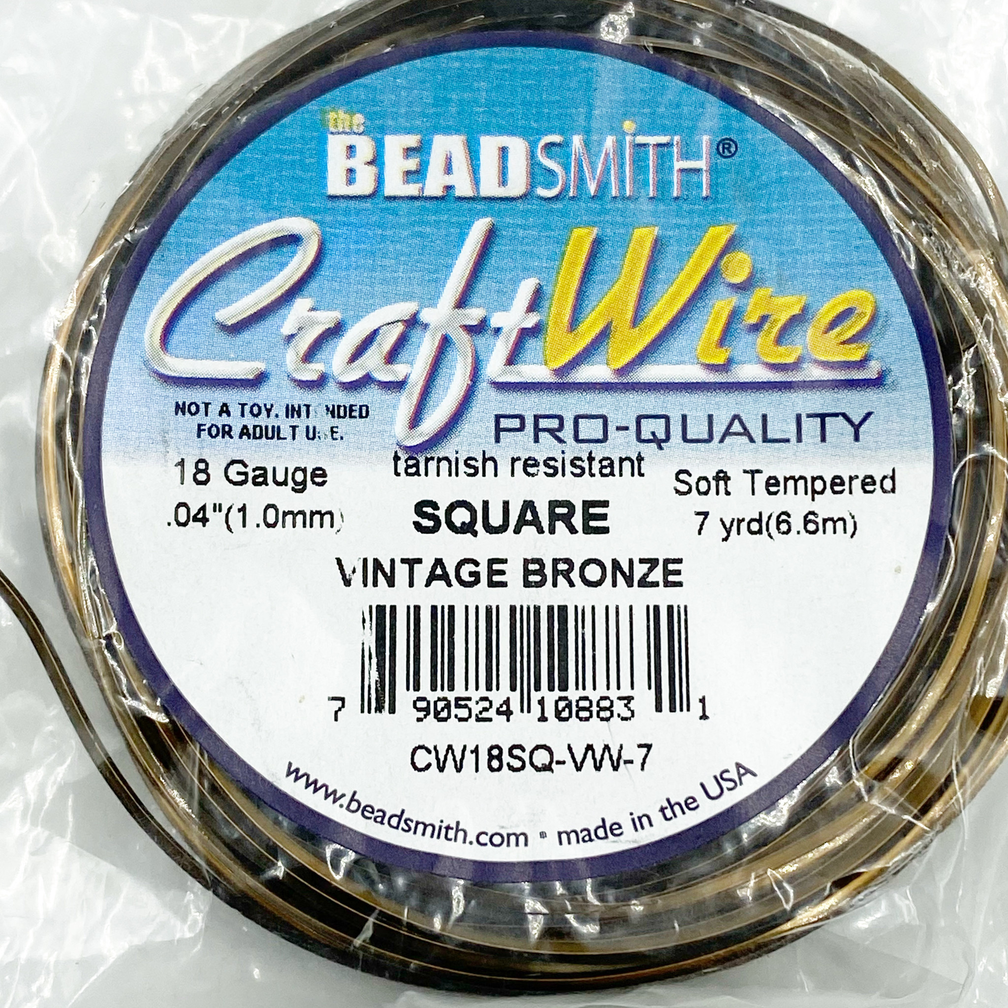 The Beadsmith Non-Tarnish Antique Vintage Bronze Brass Color Copper Craft Wire 18 Gauge - 7 Yards