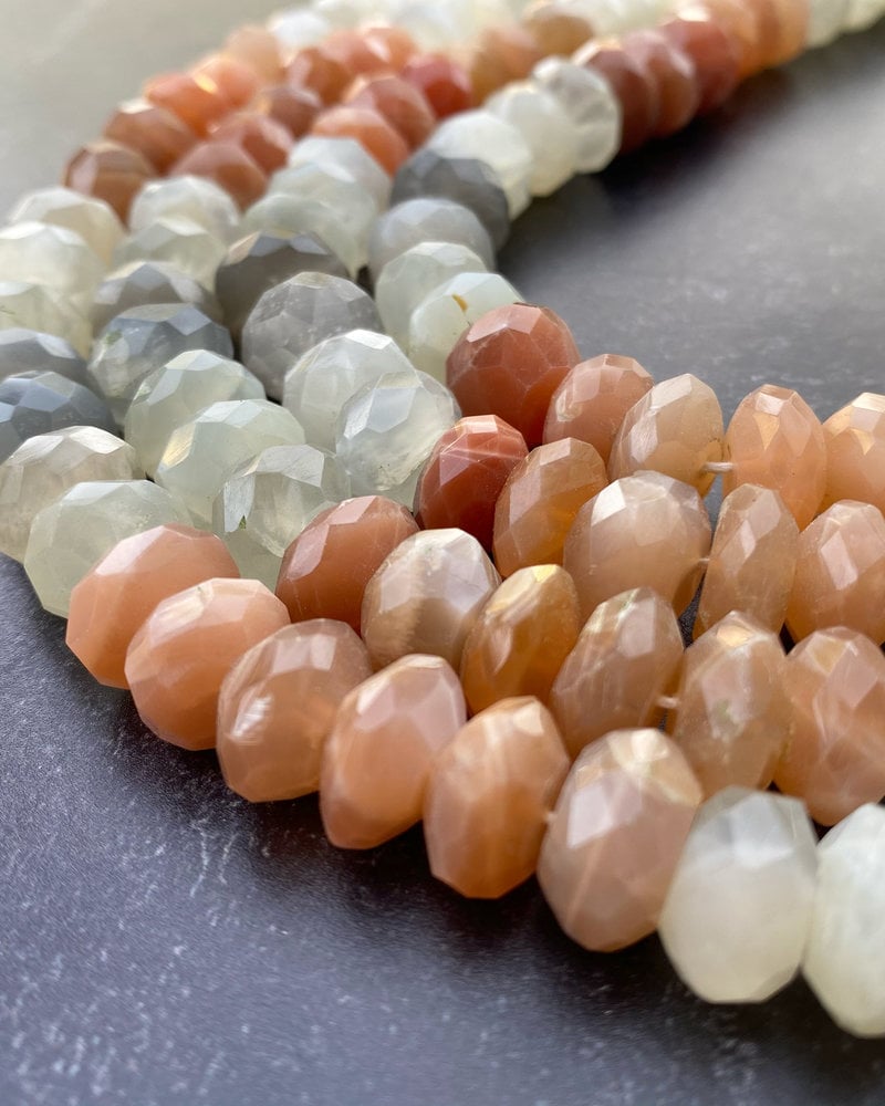 12mm Faceted Rondelle Mixed Moonstone