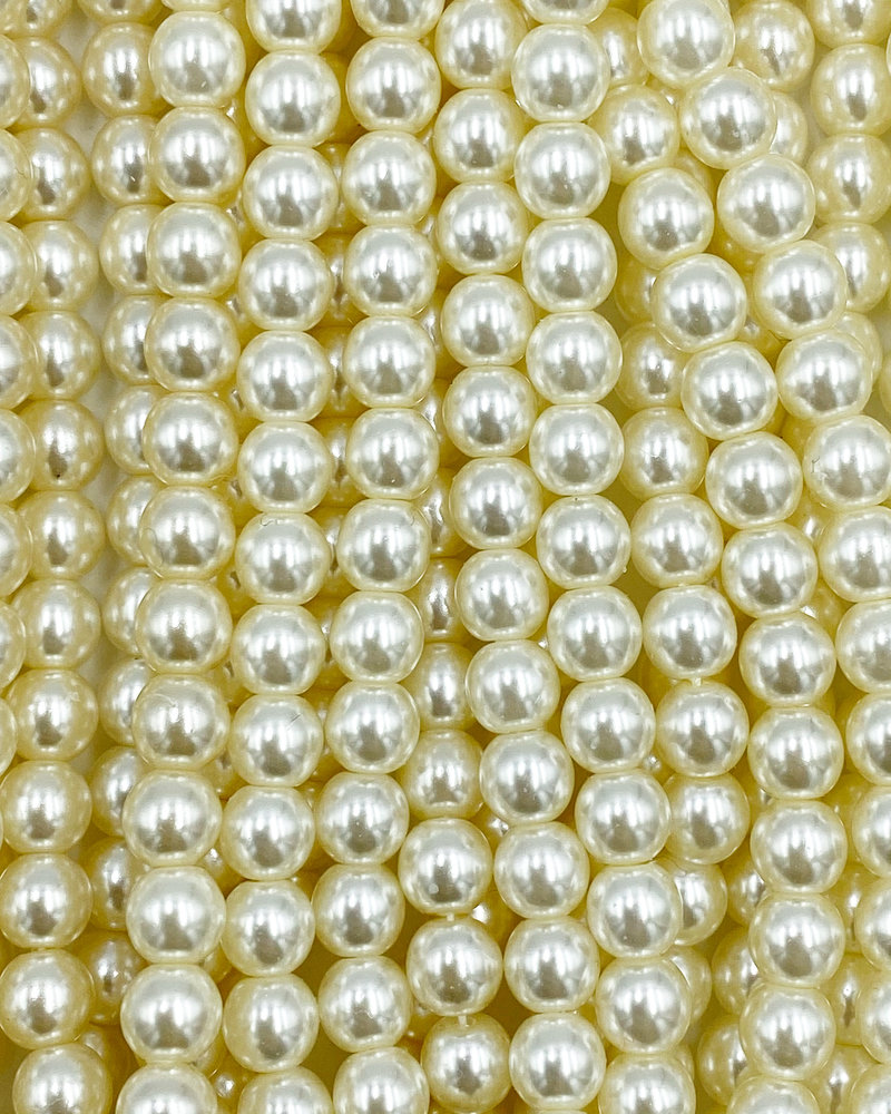 6mm Round Druk: Eggshell  Pearl