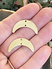 28x16mm Crecent Drop With 2 Holes- Brass- 1 Pair