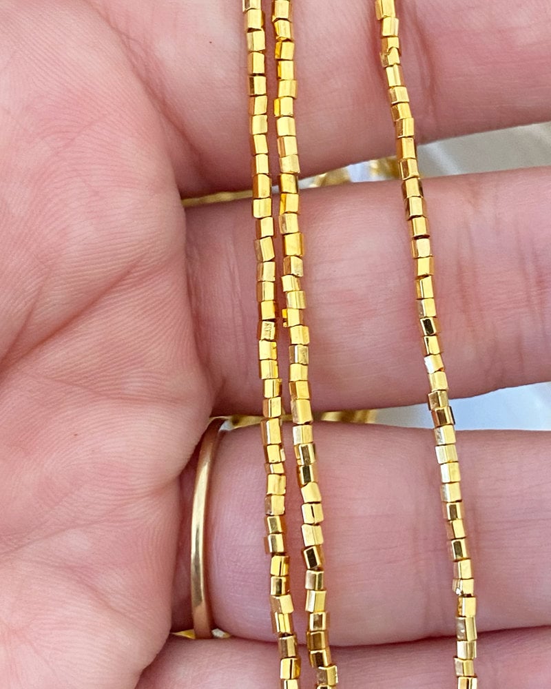 Size 11/0 Two-Cut Seed Bead 24k Gold Plated: 1 Gram