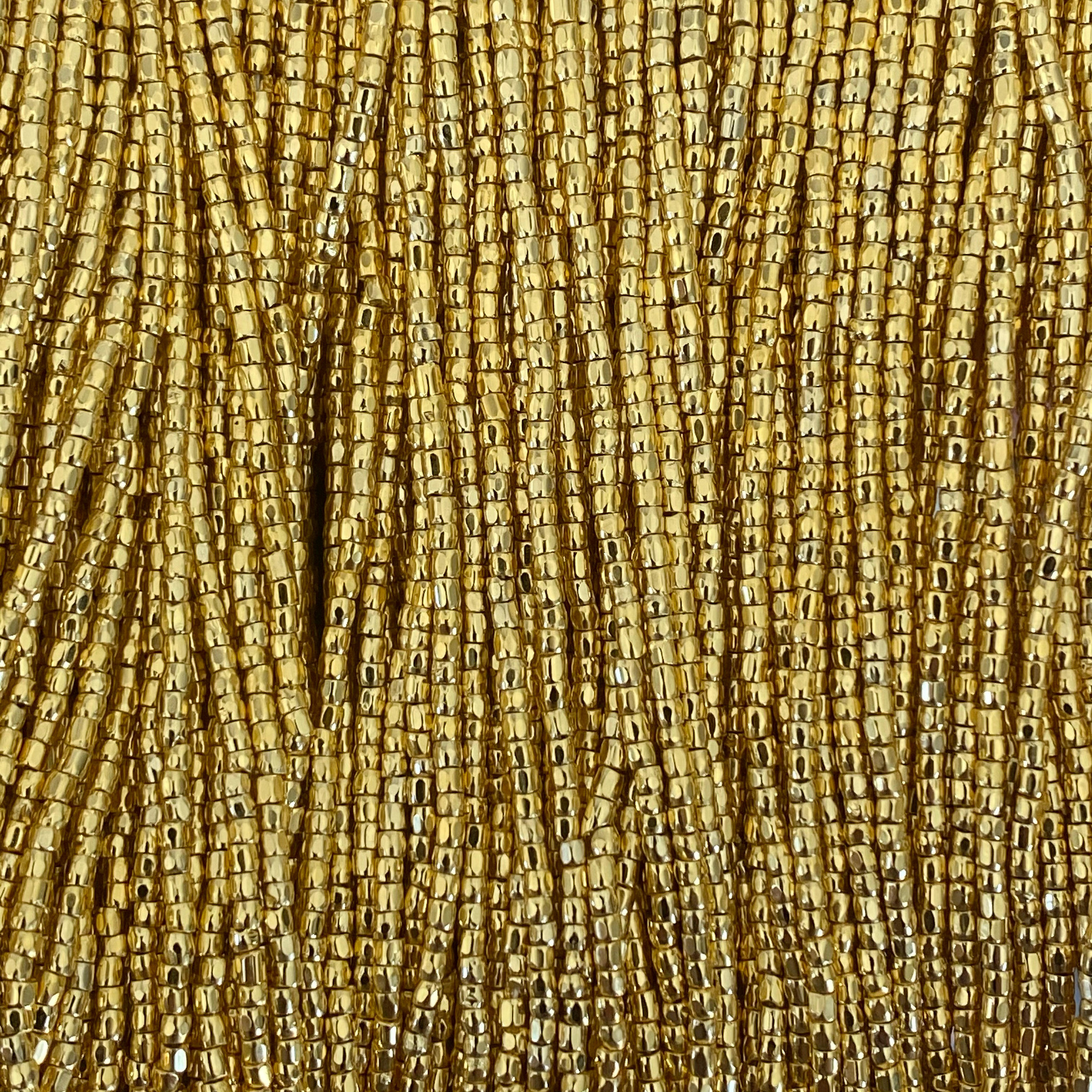 Size 12/0 Three-Cut Hand Cut Seed Bead 24k Gold Plated: 1 Gram