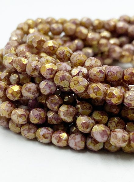 Firepolish 4mm: Mulberry with Yellow Gold Finish