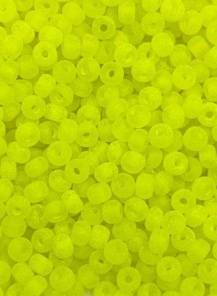 Size 6/0 Czech Glass SIZE 6/0 #1503m Frosted  Matte Crystal Yellow Neon Lined