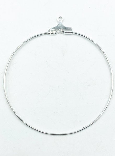 Beading Hoop 40mm W/ Hole Silver Plate- 6 Pairs