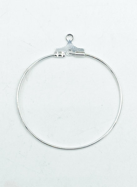Beading Hoop 30mm W/ Hole Silver Plate- 6 Pairs