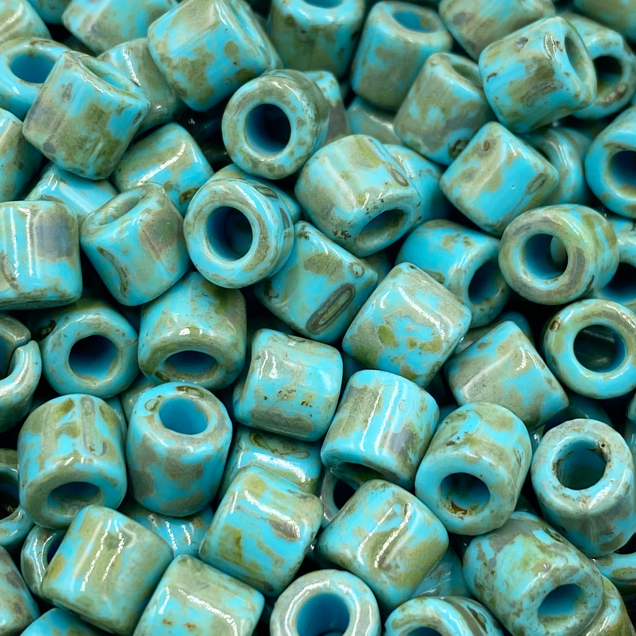 *10* 14x7mm Green Turquoise AB Large Hole Tube Beads, Women's