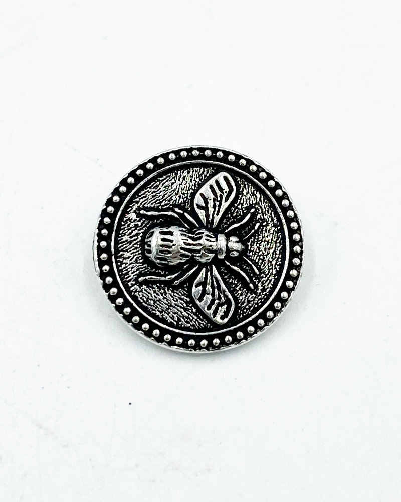 SALE Button, Bee - Silver