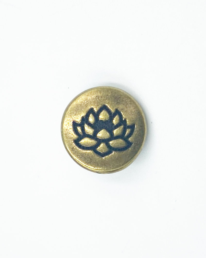 Button, Small Lotus- Antique Brass