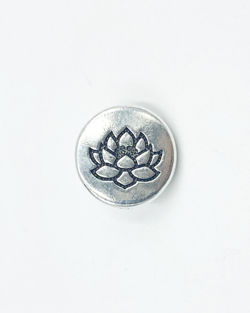 Button, Small Lotus- Silver