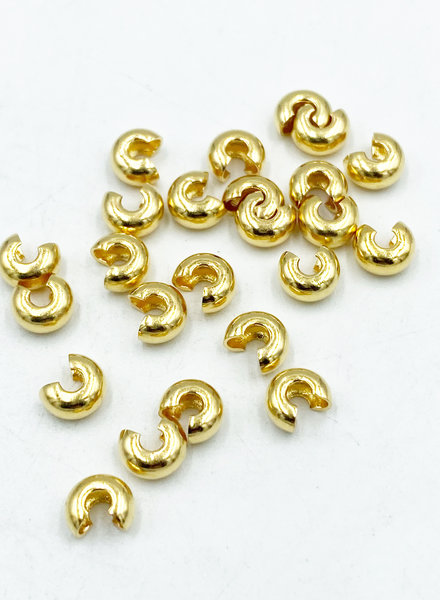 4MM CRIMP COVER:  GOLD PLATED- 24/PC