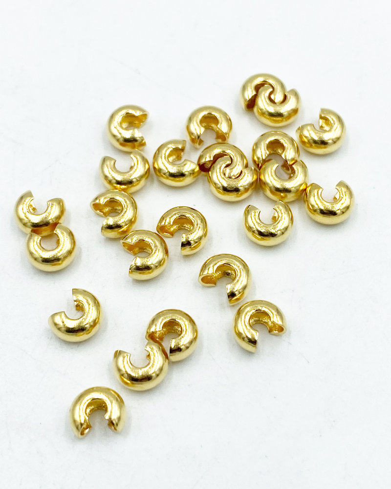 4MM CRIMP COVER:  GOLD PLATED- 24/PC