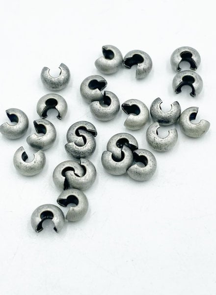 4MM CRIMP COVER: ANTIQUE SILVER PLATED- 24/PC