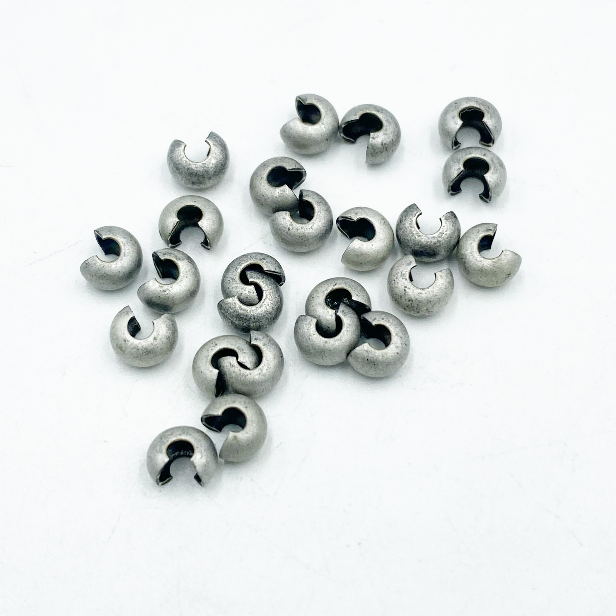 4MM CRIMP COVER: ANTIQUE SILVER PLATED- 24/PC - Capital City Beads