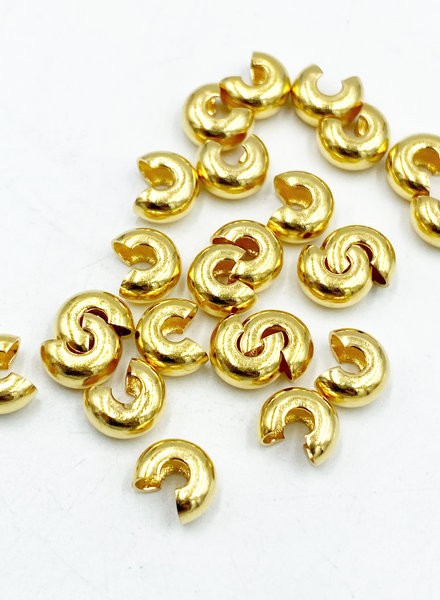 5MM CRIMP COVER:  GOLD PLATED- 24/PC