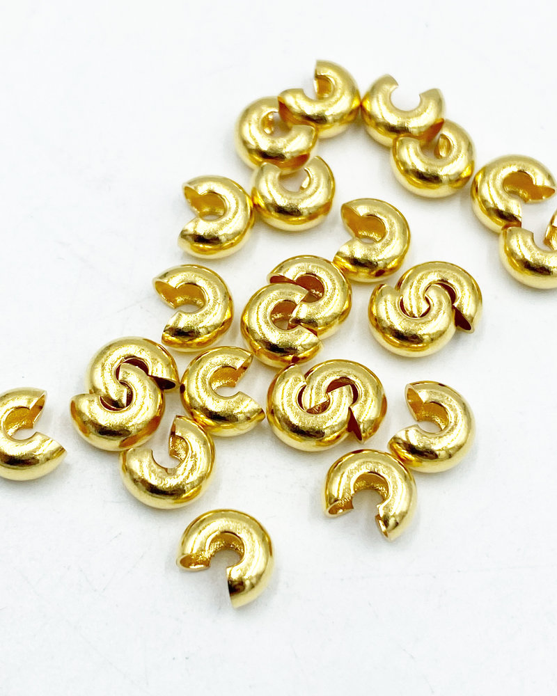 5MM CRIMP COVER:  GOLD PLATED- 24/PC