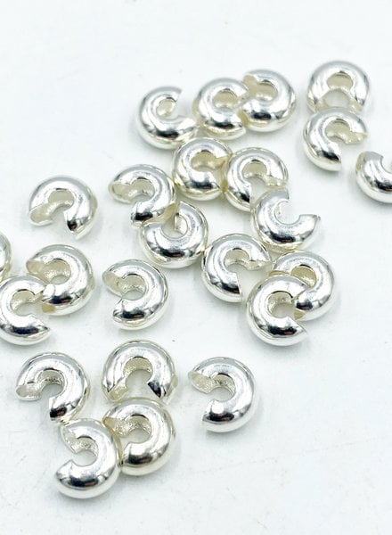 5MM CRIMP COVER:  SILVER PLATED- 24/PC