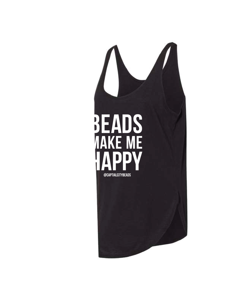 Beads Make Me Happy Tank- Black/White