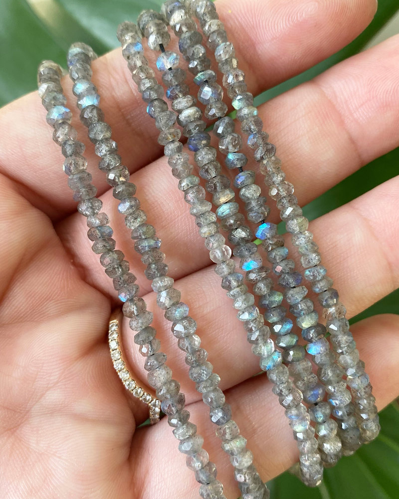 3mm x 4mm Micro Faceted Labradorite Rondelle