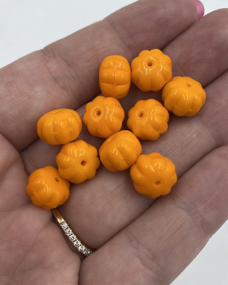 8x10 Pumpkin Glass Beads- 10pc
