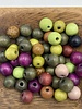 Mixed Wood Beads Chartreuse Magenta- 10 grams