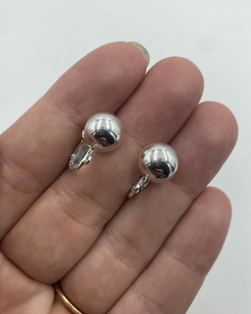 Clip-On silver-plated steel, 18mm w/ 10mm half ball- 1Pair