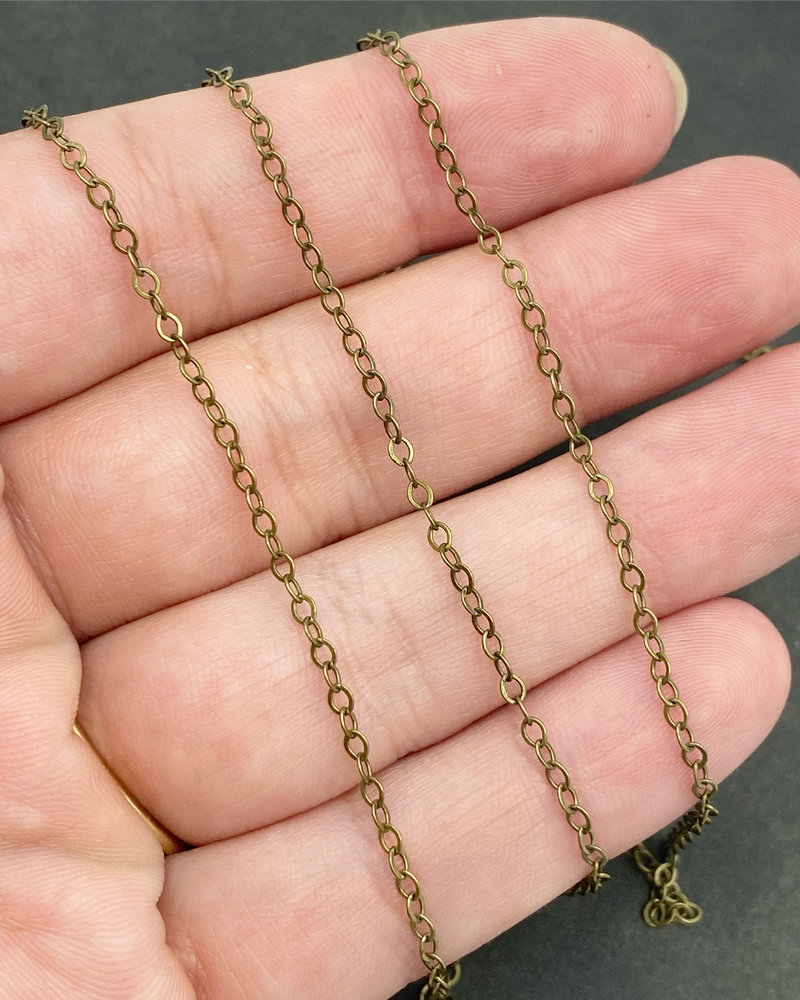 2mm x 1mm Thin Cable Chain- Antique Brass (ch180)