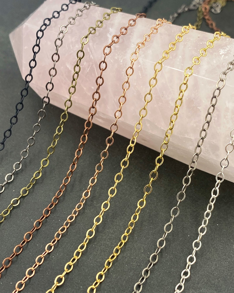 2mm x 1mm Thin Cable Chain- Antique Brass (ch180)