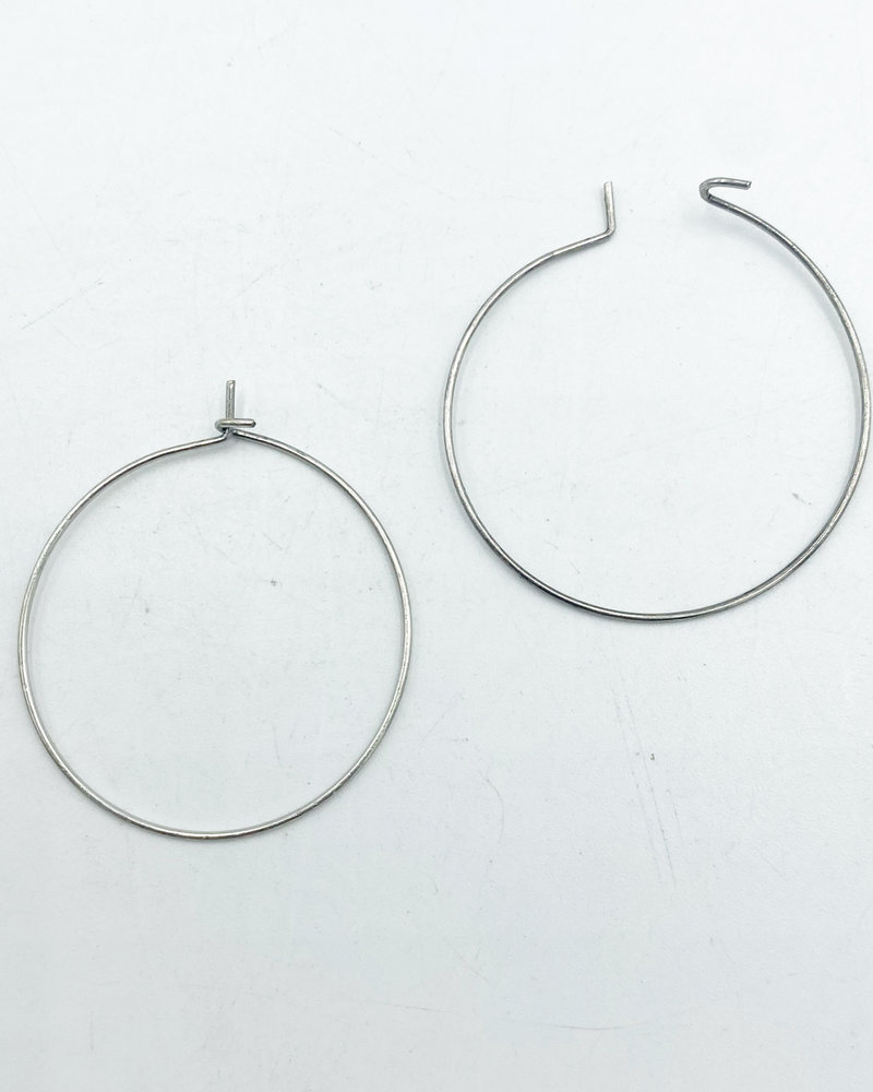 Antique Silver Silver 30mm Hoop Earwire. 21g Brass Nickel-Free- 6pr.