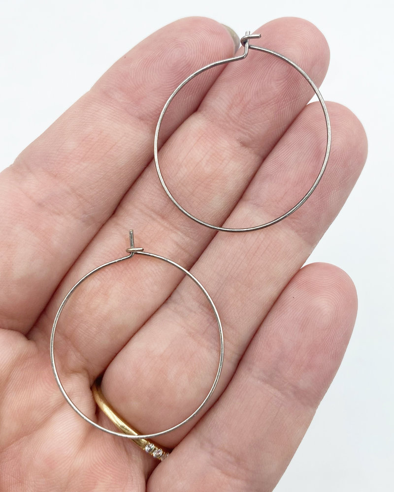 Antique Silver Silver 30mm Hoop Earwire. 21g Brass Nickel-Free- 6pr.