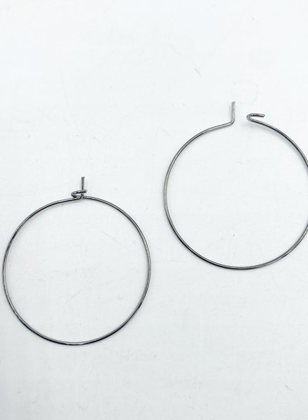 Gunmetal 30mm Hoop Earwire. 21g Brass Nickel-Free- 6pr.