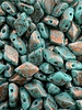 Two Hole Gemduo 8x5mm- Turquoise Copper Splash