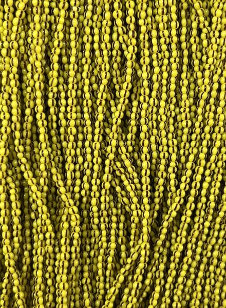 Size 11/0 Czech Glass SIZE 11/0 #513 Yellow Dark Brown Stripe