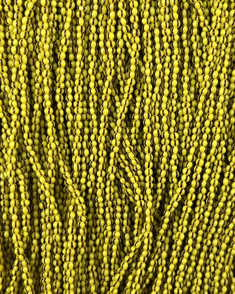 Size 11/0 Czech Glass SIZE 11/0 #513 Yellow Dark Brown Stripe