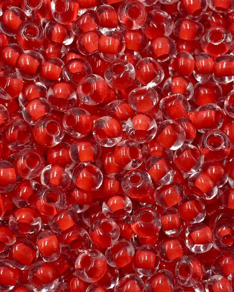 Size 6/0 Czech Glass SIZE 6/0 #1309 Crystal Brite Red Lined
