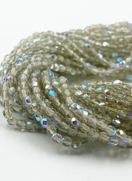 Czech Fire-Polish Bead 2mm Opaque Green Luster (50pc Strand) by Starman