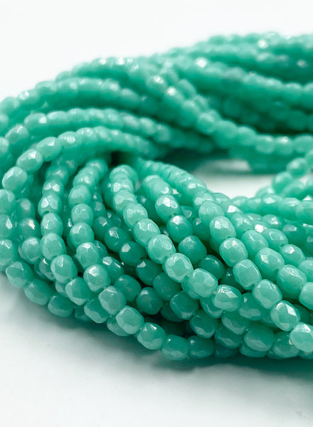 Czech Fire-Polish Bead 2mm Opaque Green Luster (50pc Strand) by Starman