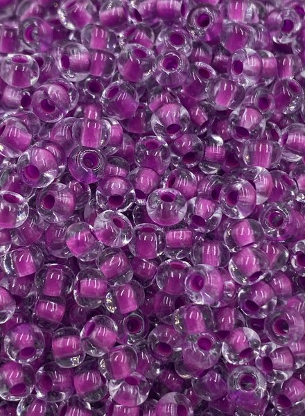 Size 6/0 Czech Glass SIZE 6/0 #408 Crystal Neon Purple Lined