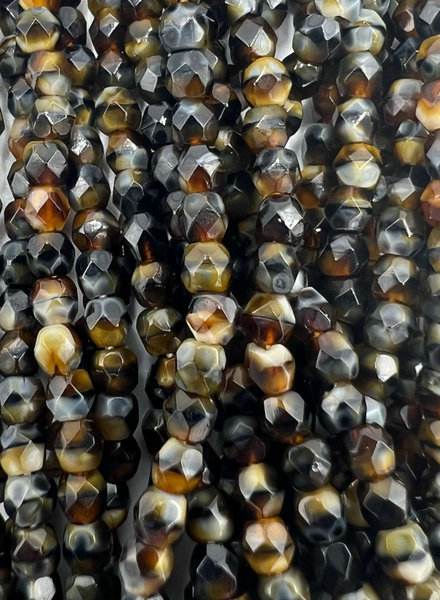 Fire-Polish 3mm : Luster - Opaque Gold/Smoky Topaz - Capital City Beads