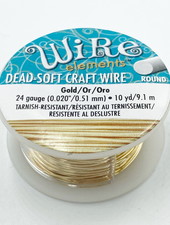 CRAFT WIRE 24GA ROUND 10YD NON TARNISH GOLD