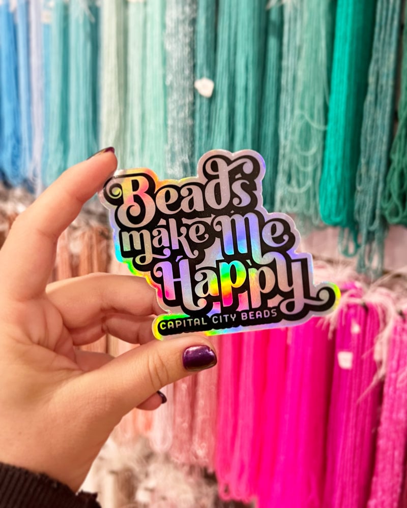 Beads Make Me Happy Holographic Sticker