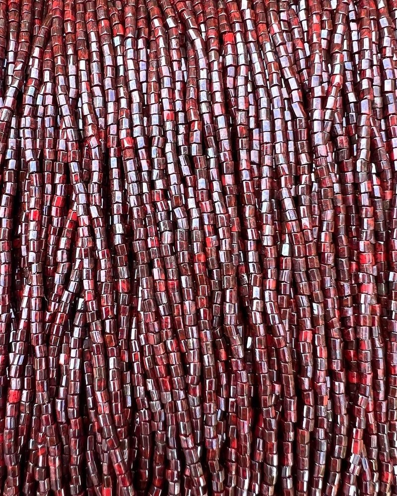 Size 11/0 2-Cut Hex Seed Beads- #1158 Red Travertine