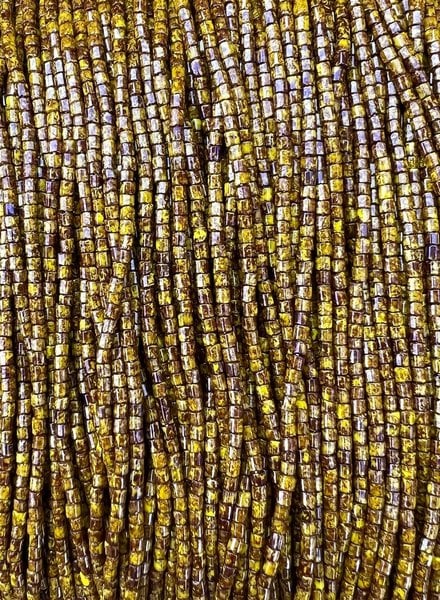 Size 11/0 2-Cut Hex Seed Beads- #1080 Yellow Travertine