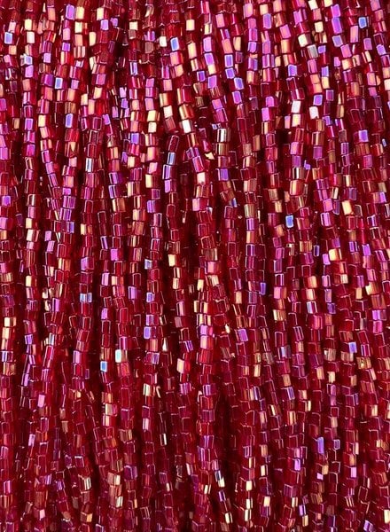 Size 11/0 2-Cut Hex Seed Beads- #92 Dark Ruby Rainbow