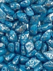 Two Hole Gemduo 8x5mm- Silver Splash Blue Turquoise