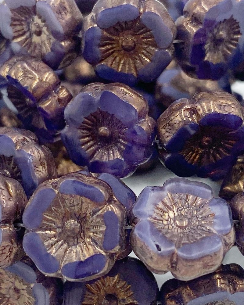 12mm Hibiscus Flower- Purple Thistle Bronze