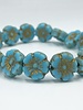 9mm Hibiscus Flower- Sky Blue Etched Gold