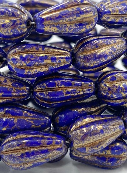 8x15mm Melon Drop: Indigo Gold Bronze